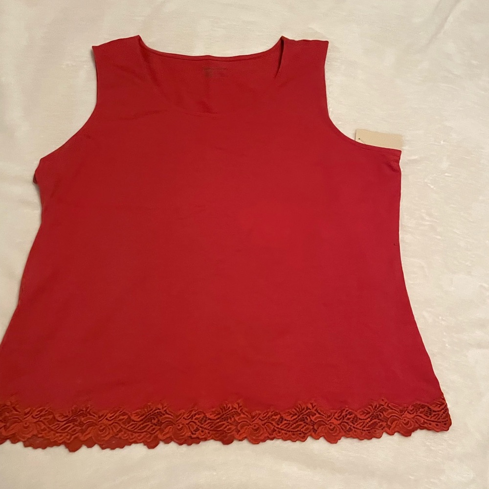 Coldwater Creek Lace Tank 2XL beautiful Red-Orange color